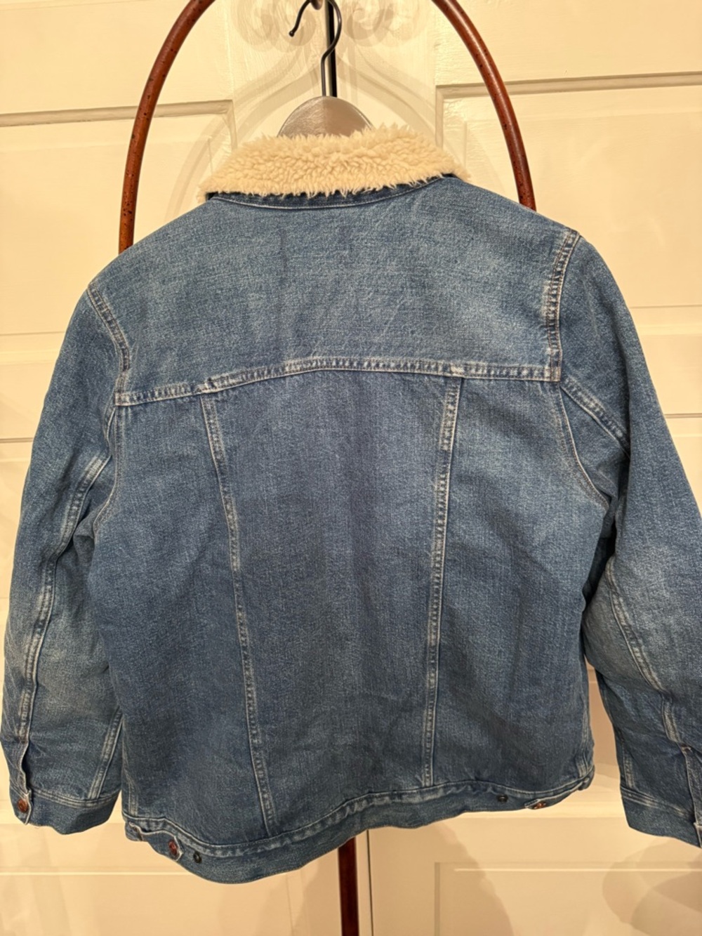 Madewell Oversized Sherpa Lined Denim Jacket Women’s Large Trucker Coat NWT - Picture 7 of 7